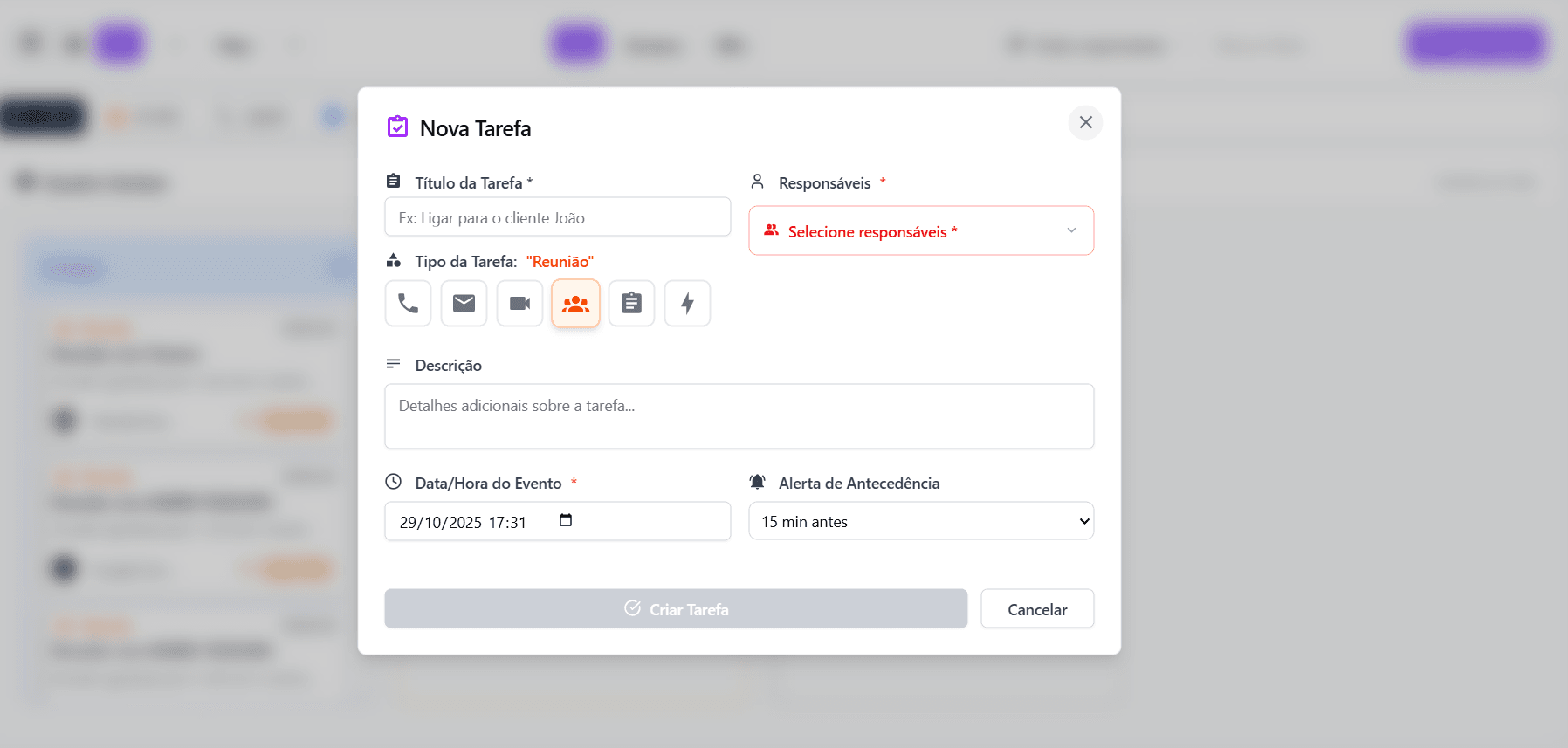 Gerenciador de tarefas integrado