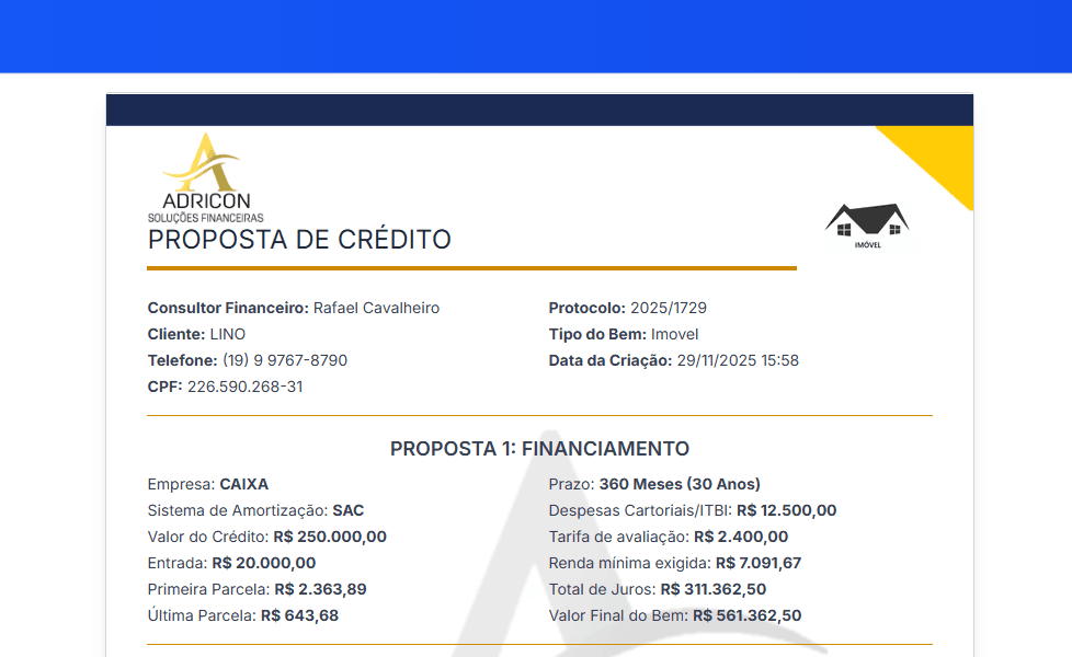 Criador de propostas do ConVex CRM